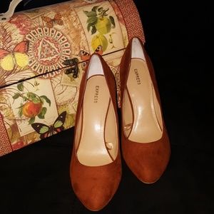 Cognac block heels